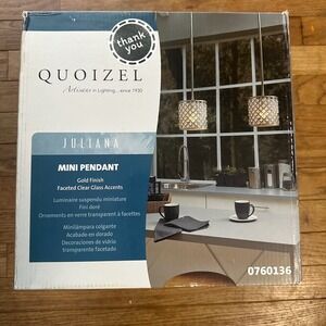 Quoizel Juliana Mini Pendant Set of 2 Light Gold Finish Faceted Glass‎ open box